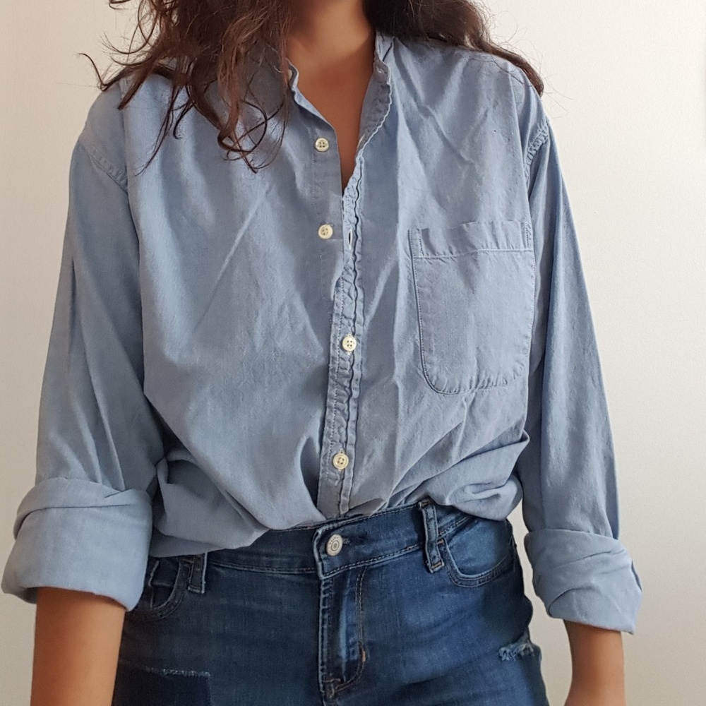 Collarless Button Up